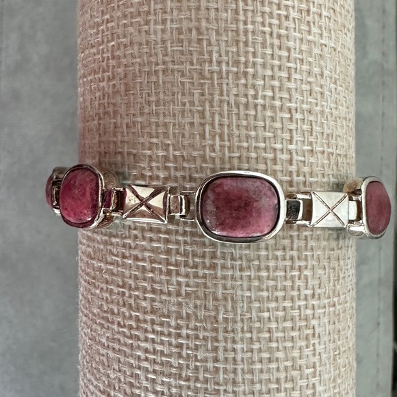 Sterling Silver Turquoise & Pink Thulite Reversible Bracelet by Jay King - Picture 2 of 15